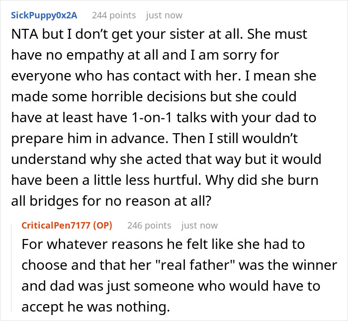 “[Am I The Jerk] For Refusing To Support My Sister After Dad Told Her He Regrets Being Her Dad?” - 27