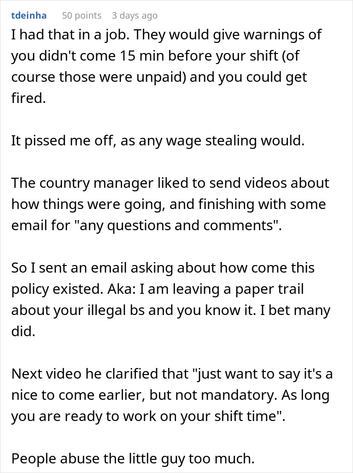 Employee Refuses To Follow Boss's Demands To Show Up Earlier - 23