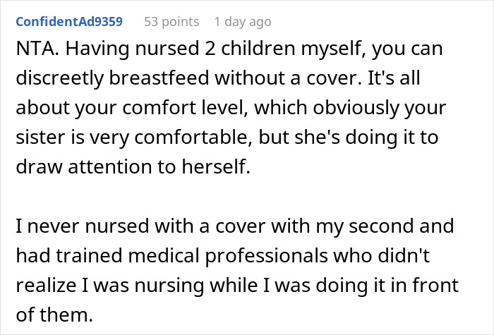 Bride Dislikes Sister's 'Exhibitionism' While Breastfeeding, Seats Her Aside At The Ceremony Bride Dislikes Sister's 'Exhibitionism' While Breastfeeding, Seats Her Aside At The Ceremony