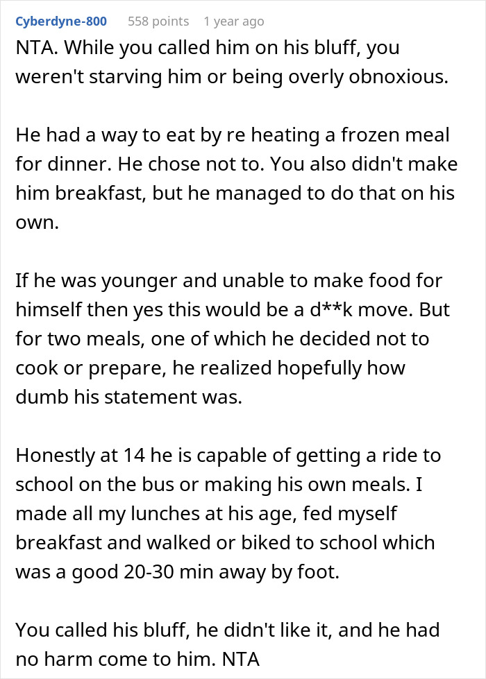 Commenter explains how teen became an exemplary son after mom punished him by doing what he wished.