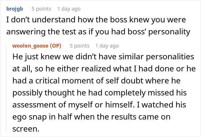 &ldquo;I Watched Him Choke Down His Anger&rdquo;: Woman Answers Personality Test As If She Were Her Boss