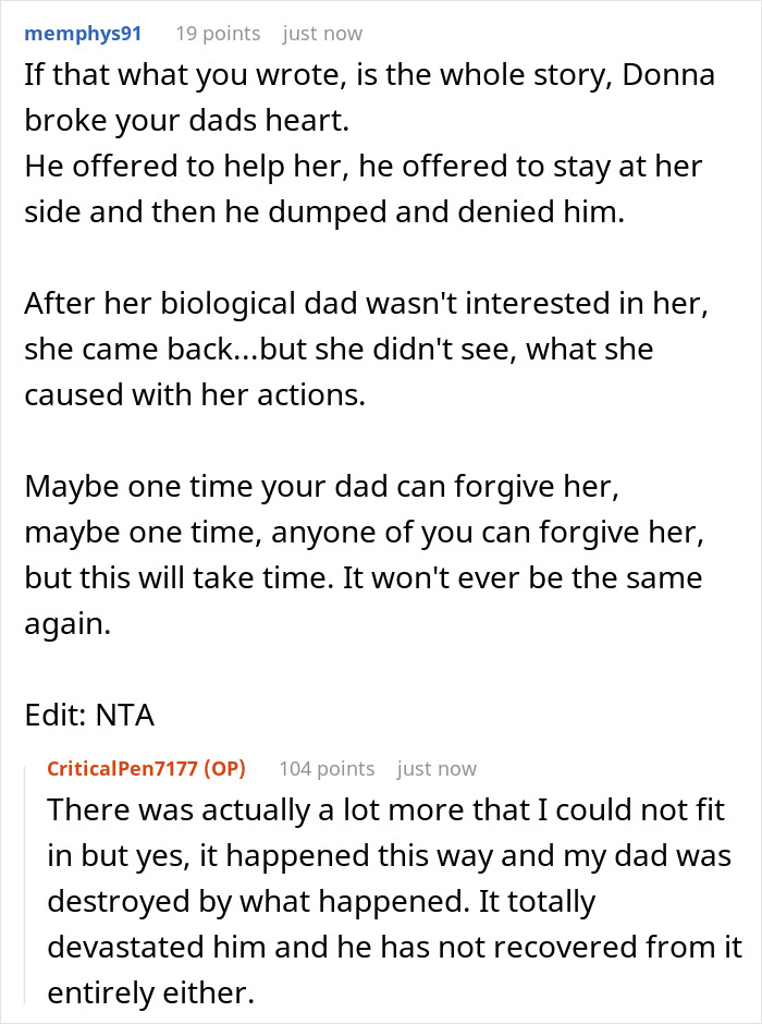 “[Am I The Jerk] For Refusing To Support My Sister After Dad Told Her He Regrets Being Her Dad?” - 30