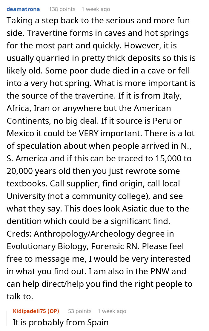 People Wanted A Travertine Floor, Get Surprised By The Human Jawbone That Came With It