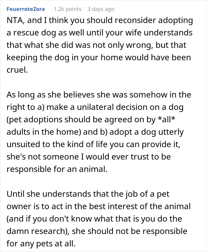 “AITA For Refusing To Take Any Responsibility For My Dog Until My Wife Was Forced To Rehome Him?” - 14