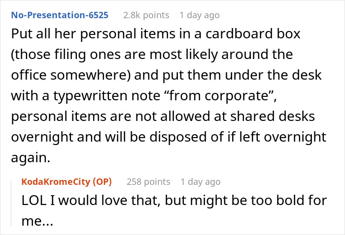 Person Gets Revenge On Office 'Karen' Who Complained People Were Using 'Her' Shared Desk