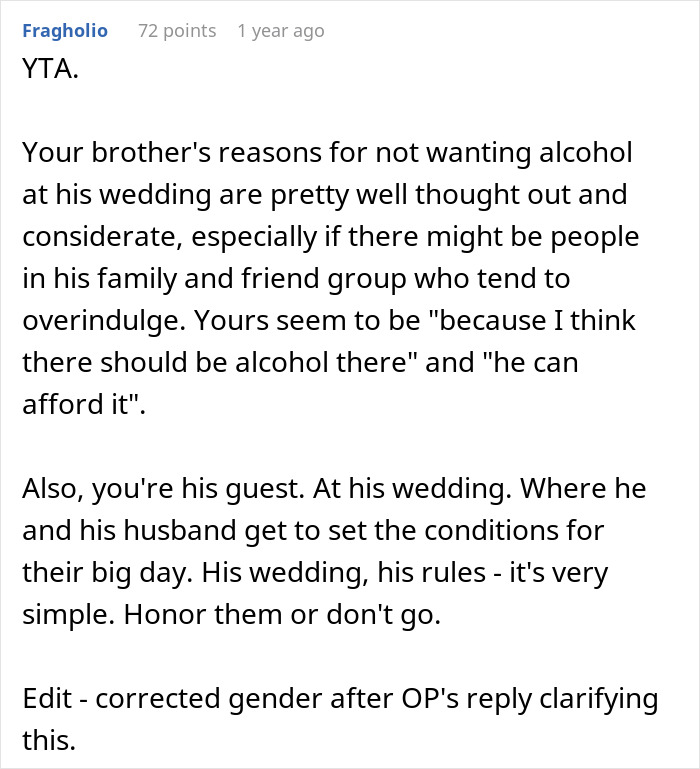 "He Was Tacky And Rude": Sister Freaks At Brother's Alcohol-Free Wedding "He Was Tacky And Rude": Sister Freaks At Brother's Alcohol-Free Wedding