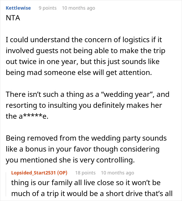 Woman Is Confused After Bridezilla Forbids Her From Getting Married During Her “Wedding Year” - 20
