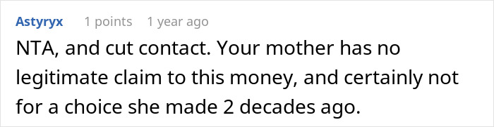 Woman considers going no-contact with mom after $150k lawsuit payout demand, feeling unappreciated despite sacrifices made.