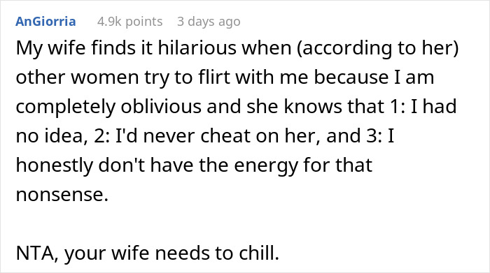 Screenshot of an online post showing a woman making her husband share their argument to prove her point.