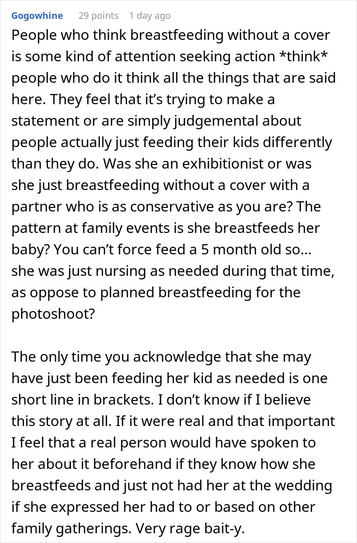 Bride Dislikes Sister's 'Exhibitionism' While Breastfeeding, Seats Her Aside At The Ceremony Bride Dislikes Sister's 'Exhibitionism' While Breastfeeding, Seats Her Aside At The Ceremony