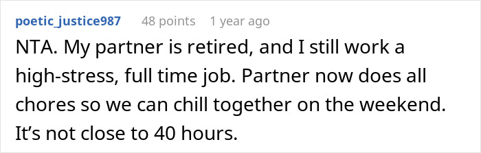 Person Happy To Have A SAH Partner If They Commit To 40 Hours Of Chores, Drama Ensues - 18