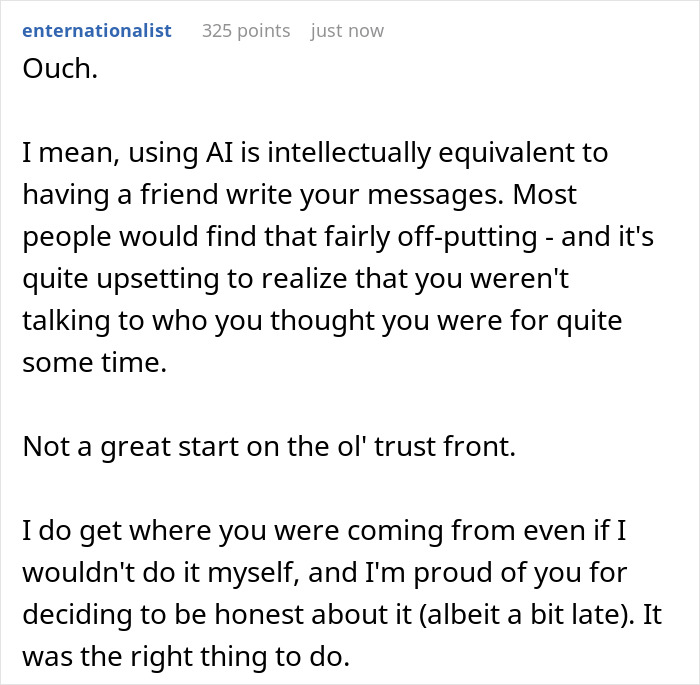 Guy “Comes Clean” To GF About How He Used AI To Talk To Her In The Start, Gets Blocked Immediately - 16