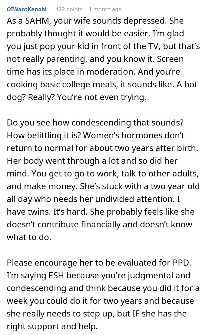 Man Spends A Week Taking Care Of Toddler And The Home, Grows Resentment For His SAH Wife Man Spends A Week Taking Care Of Toddler And The Home, Grows Resentment For His SAH Wife