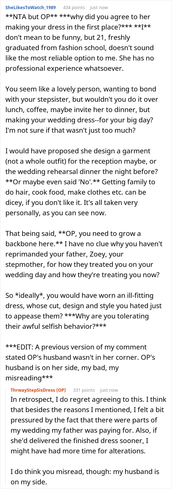 &ldquo;[Am I The Jerk] For Not Wearing The Wedding Dress My Stepsister Handmade For Me?&rdquo;