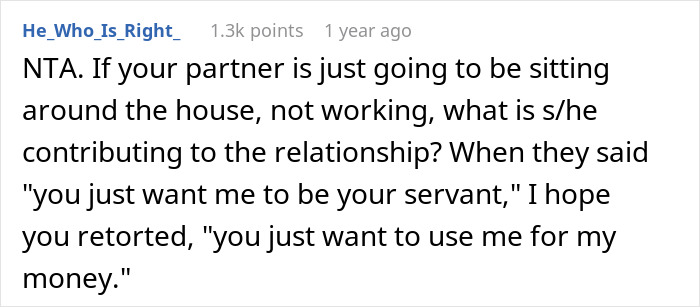 Person Happy To Have A SAH Partner If They Commit To 40 Hours Of Chores, Drama Ensues - 10