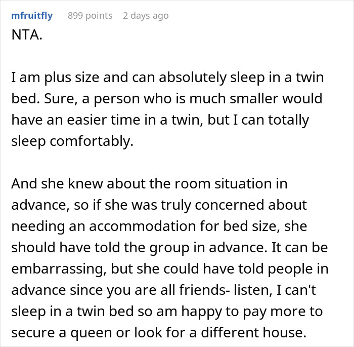 Obese Woman Turns To Friend Asking To Switch B&B Rooms, Ends Up Sobbing Instead
