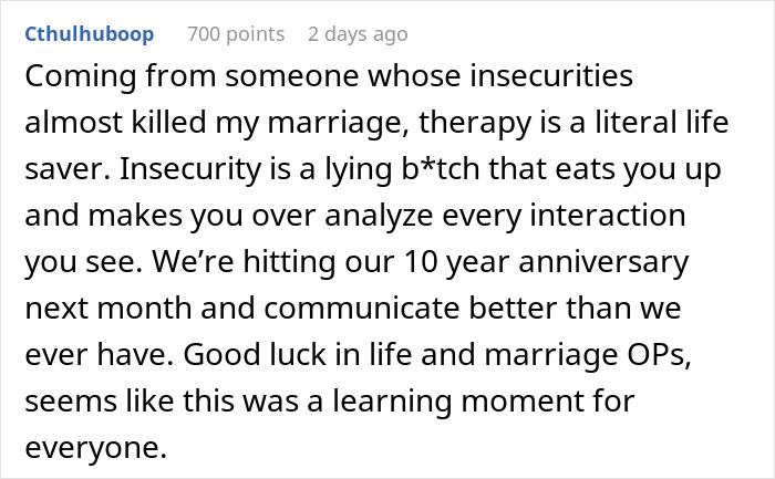 Screenshot of an online comment discussing marriage challenges and communication in response to a woman making husband post argument online.