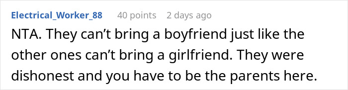 Parent Asks If They&rsquo;re The Jerk For Sending Son Home From Boy&rsquo;s Trip After He Brought His BF