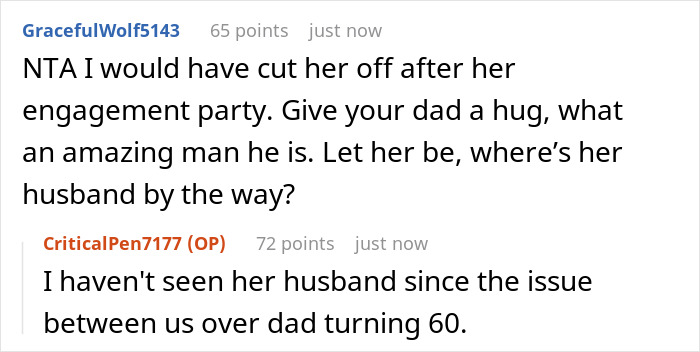“[Am I The Jerk] For Refusing To Support My Sister After Dad Told Her He Regrets Being Her Dad?” - 28
