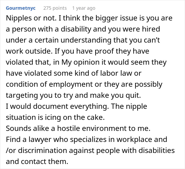 Woman Feels She Is Being Targeted At Work For Being Disabled When Manager Makes Fuss About Her Bra 