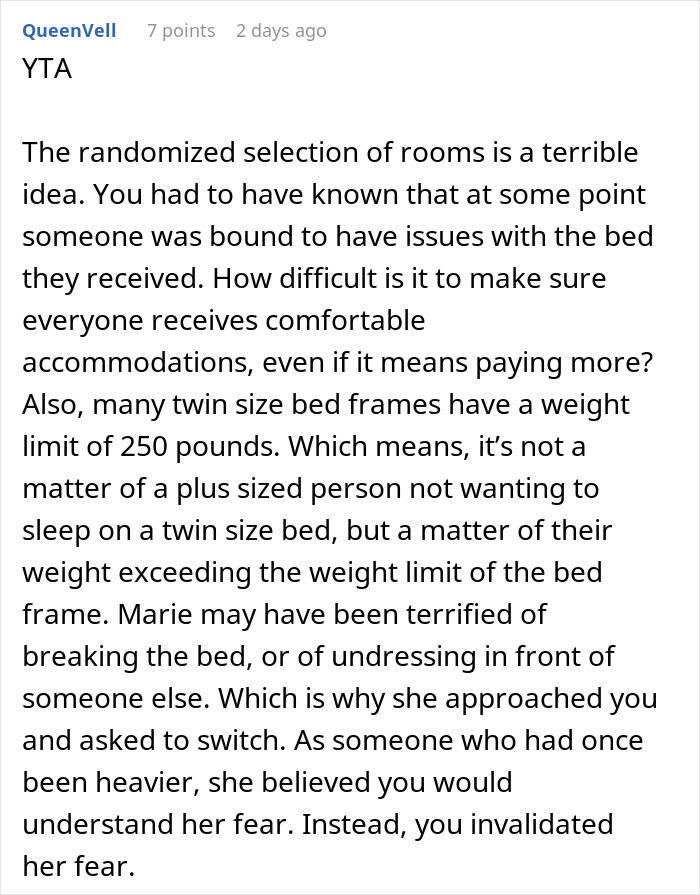 Obese Woman Turns To Friend Asking To Switch B&B Rooms, Ends Up Sobbing Instead