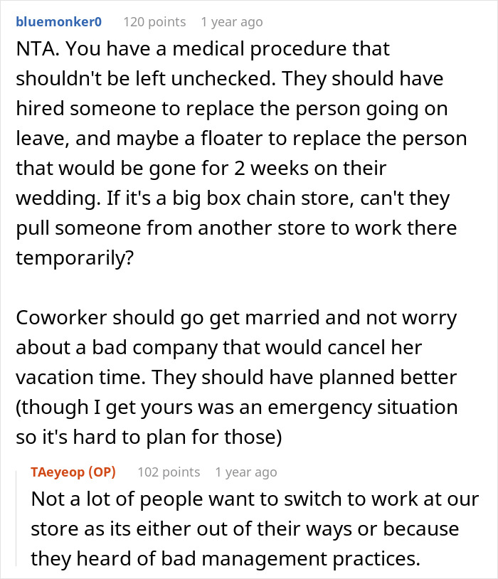 Bride Furious After Her Time Off Was Canceled Due To Coworker’s Surgery - 24