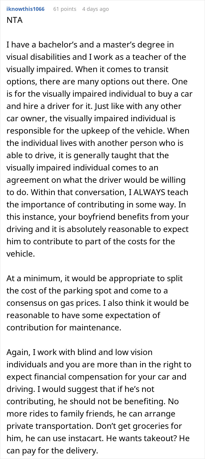 BF Refuses To Help Pay For Parking Spot Since He Doesn't Drive, Leaves GF Confused
