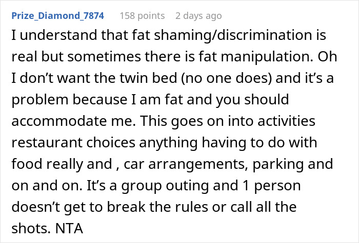 Obese Woman Turns To Friend Asking To Switch B&B Rooms, Ends Up Sobbing Instead