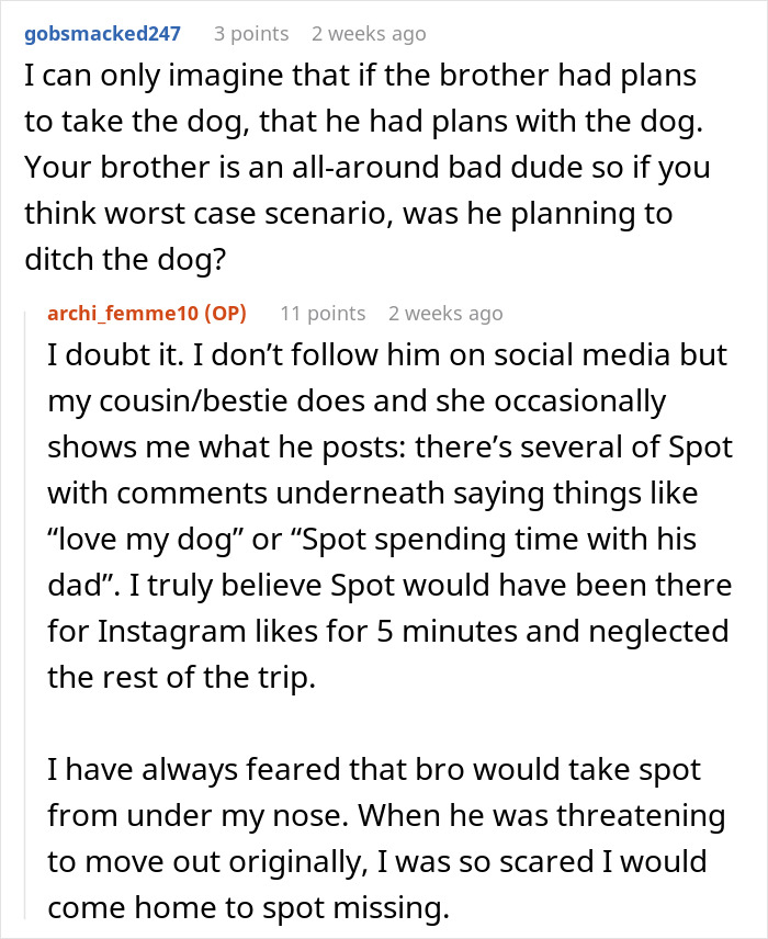 Woman Is Horrified Brother Wants To Take Dog On His Fishing Trip, Runs Away To Fiancé With It Woman Is Horrified Brother Wants To Take Dog On His Fishing Trip, Runs Away To Fiancé With It