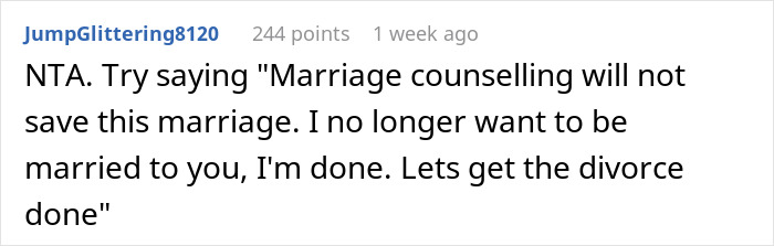 Woman handing husband divorce papers after enduring insults from his mother for too long.