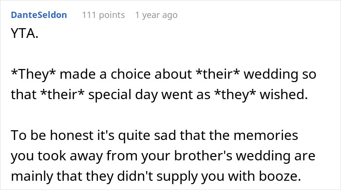 "He Was Tacky And Rude": Sister Freaks At Brother's Alcohol-Free Wedding "He Was Tacky And Rude": Sister Freaks At Brother's Alcohol-Free Wedding