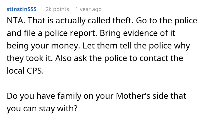 Teen Takes Refuge With GF After Parents Steal $3K From His Savings To Pay For Lavish Getaway Teen Takes Refuge With GF After Parents Steal $3K From His Savings To Pay For Lavish Getaway