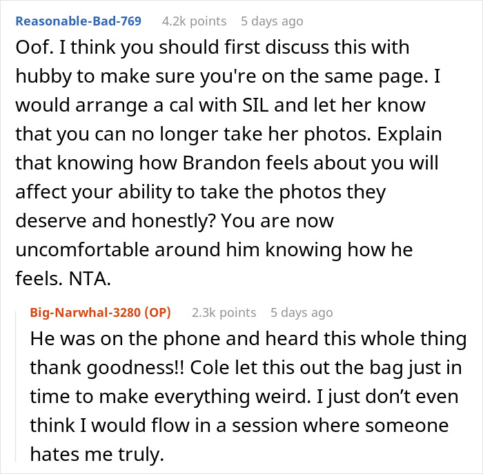 Photographer Wants To Cancel SIL's Engagement Shoot After Learning The Couple Hates Her