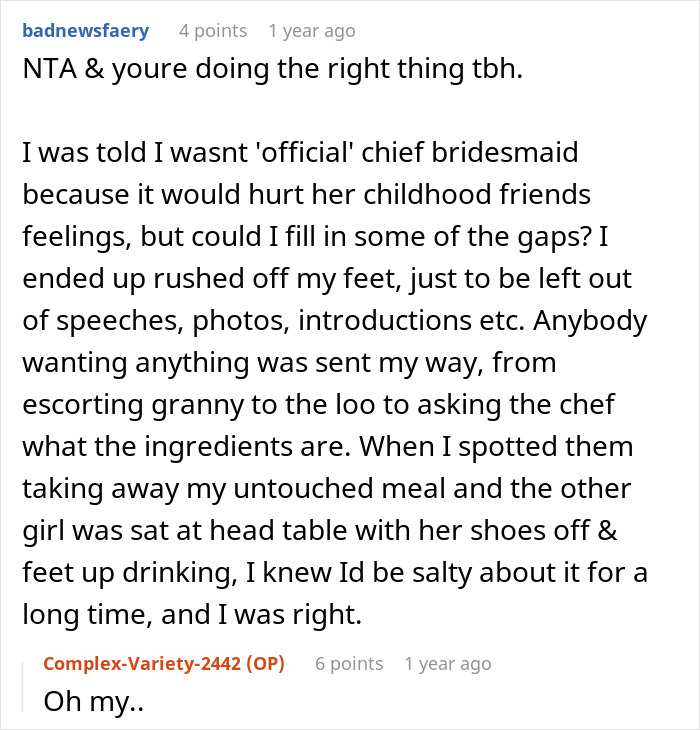 Woman Upset She Can’t Be A Bridesmaid Because Of Bride’s OCD, Splits The Internet - 25