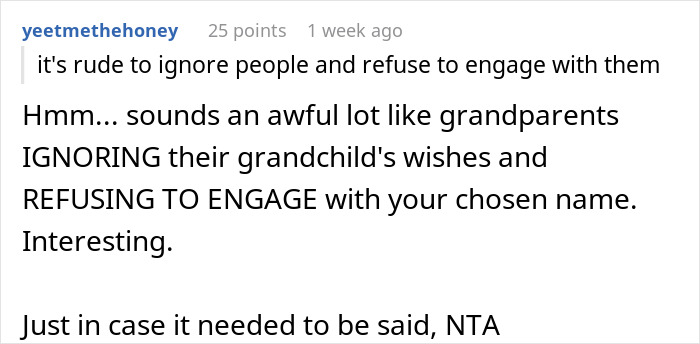 Grandparents Think It&rsquo;s Okay To &lsquo;Rename&rsquo; Granddaughter As They Don&rsquo;t Like Her Name, She Ignores Them
