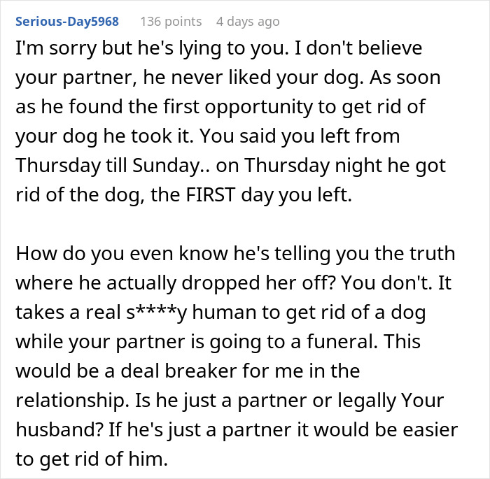 "My Partner Released Our Dog On The Side Of The Highway"