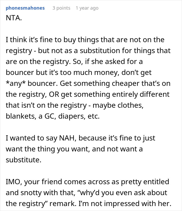 Person Gets A Different Gift For A Pregnant Friend Than On Registry, Ends Up Having To Cancel It - 23