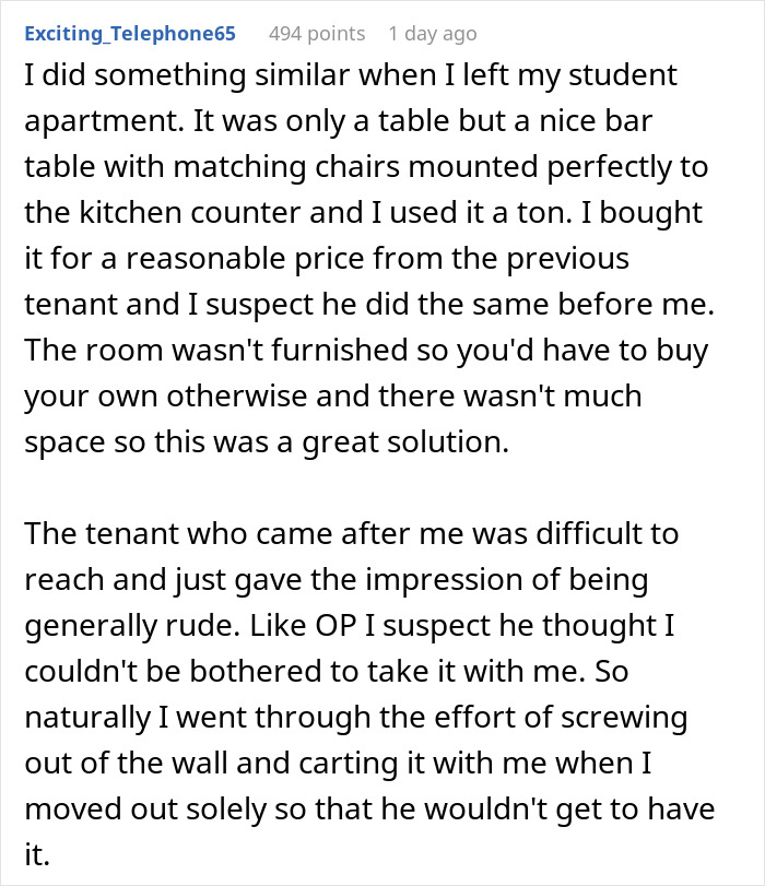 Woman Refuses To Buy Previous Tenant's Stuff, Hoping She'll Leave It Anyway, Comes To Regret It