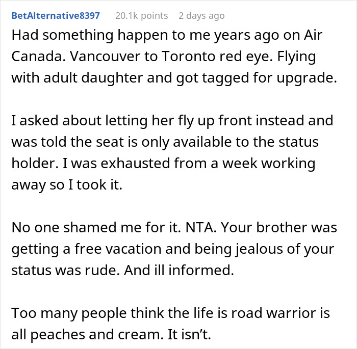 Sis Got A Free Upgrade To First Class On Long Flight, Family Is Furious She Didn’t Give It To Bro Sis Got A Free Upgrade To First Class On Long Flight, Family Is Furious She Didn’t Give It To Bro