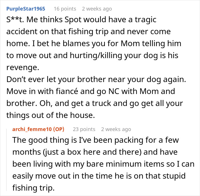 Woman Is Horrified Brother Wants To Take Dog On His Fishing Trip, Runs Away To Fiancé With It Woman Is Horrified Brother Wants To Take Dog On His Fishing Trip, Runs Away To Fiancé With It