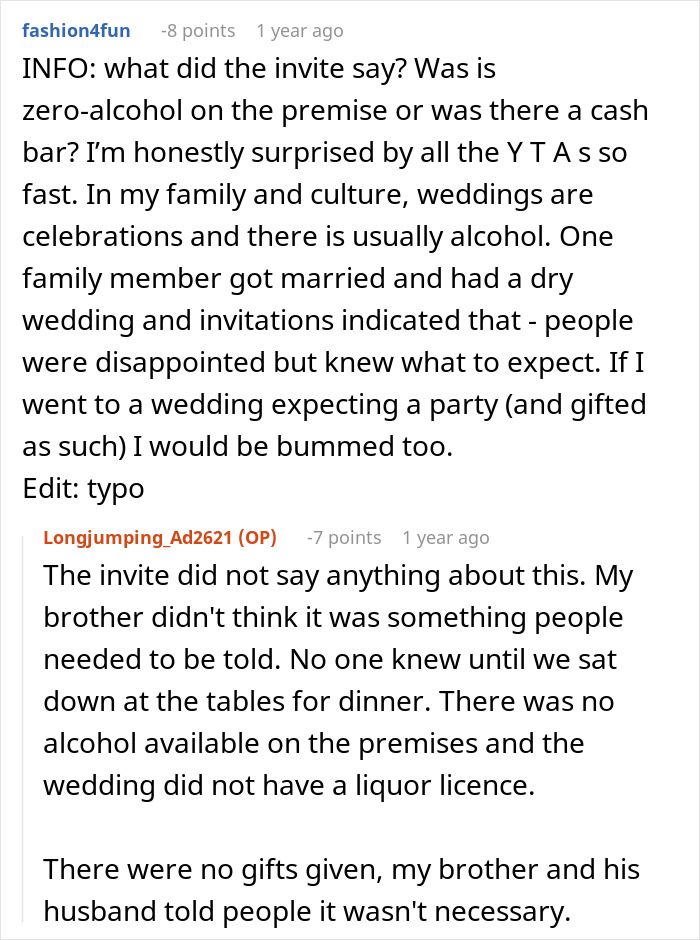 "He Was Tacky And Rude": Sister Freaks At Brother's Alcohol-Free Wedding "He Was Tacky And Rude": Sister Freaks At Brother's Alcohol-Free Wedding