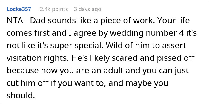 Son Shuts Down Dad Wanting To Forcibly Visit By Saying That Visitation Rights Apply Only Until 18YO