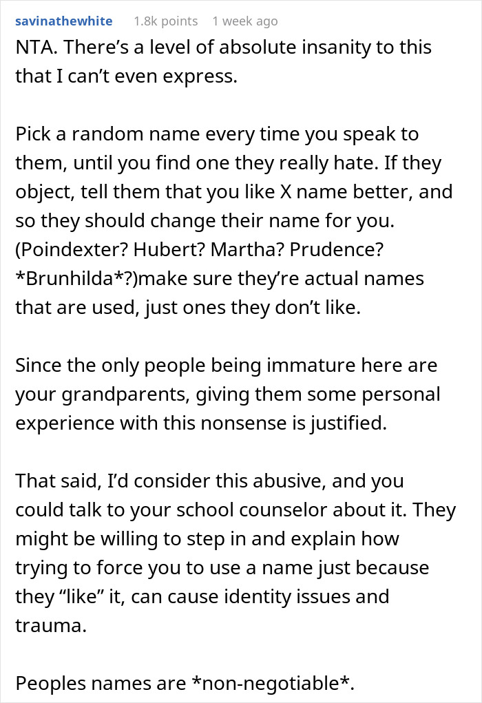 Grandparents Think It&rsquo;s Okay To &lsquo;Rename&rsquo; Granddaughter As They Don&rsquo;t Like Her Name, She Ignores Them