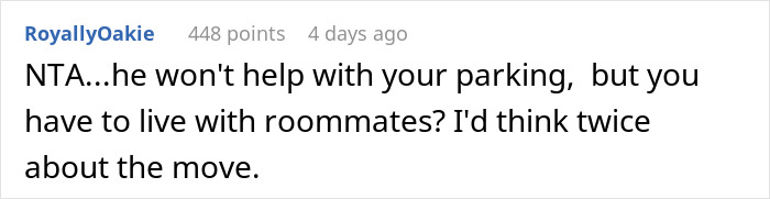 BF Refuses To Help Pay For Parking Spot Since He Doesn't Drive, Leaves GF Confused