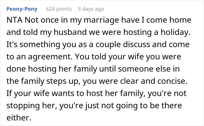 Husband Is Fed Up With Hosting Holidays For Wife's Fam, Ends Up Leaving Her Alone For Easter - 17