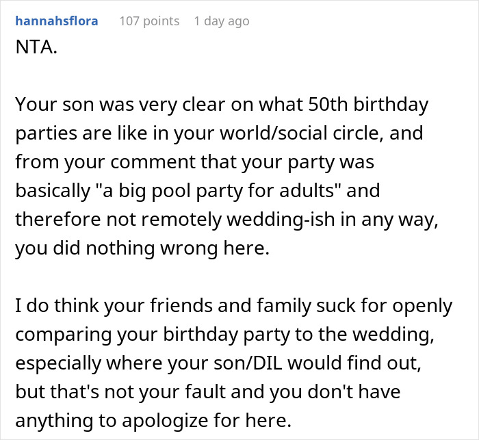 Mom Warns Son Her Birthday Party Is Going To Upstage His Wedding But He Doesn't Care, Regrets It
