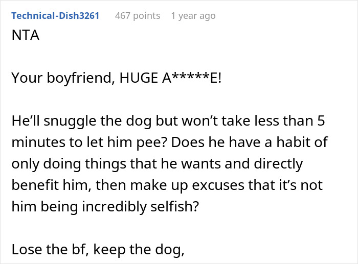 Guy Makes A Dumb Excuse Not To Walk GF’s Dog, Is About To Face The Consequences Guy Makes A Dumb Excuse Not To Walk GF’s Dog, Is About To Face The Consequences
