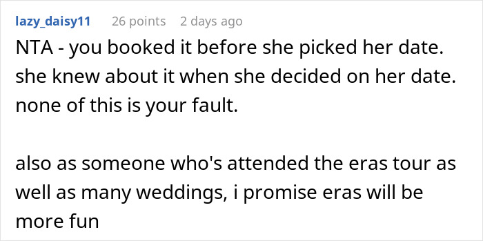 "AITA For Choosing A Concert Over My Best Friend's Wedding?"