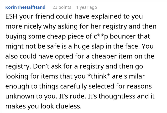 Person Gets A Different Gift For A Pregnant Friend Than On Registry, Ends Up Having To Cancel It - 19