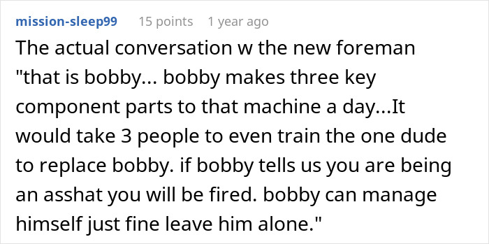 “Leave Bobby Alone”: Power-Hungry Boss Won’t Listen, Messes Around With Key Worker, Gets Fired “Leave Bobby Alone”: Power-Hungry Boss Won’t Listen, Messes Around With Key Worker, Gets Fired